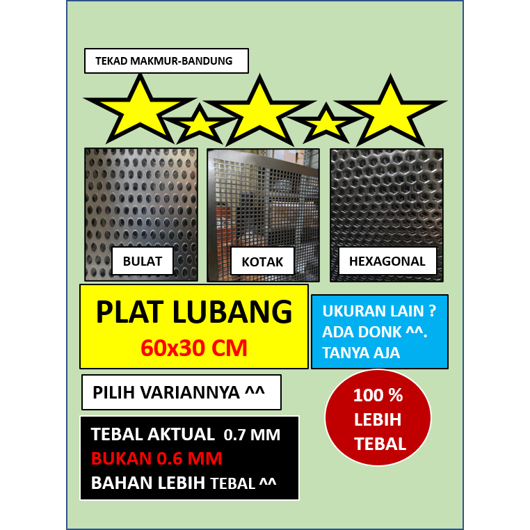 Plat 60x30 - Plat Besi Ram Speaker - Ram Grill Plat Lubang - Ram Grill Box Sound