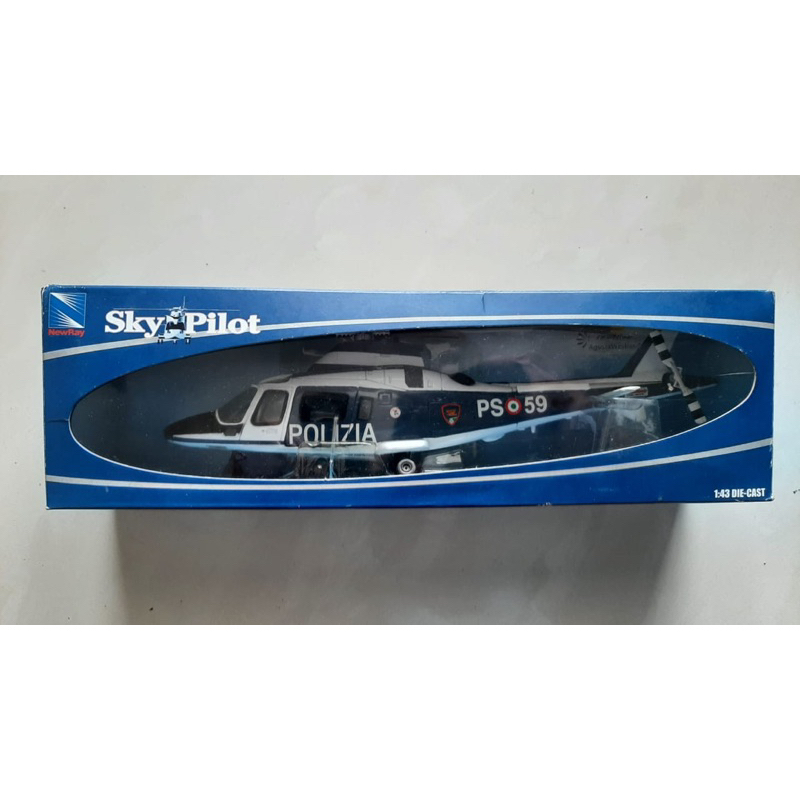 RARE NewRay SkyPilot AgustaWestland AW-109 Power, Polizia helicopter diecast