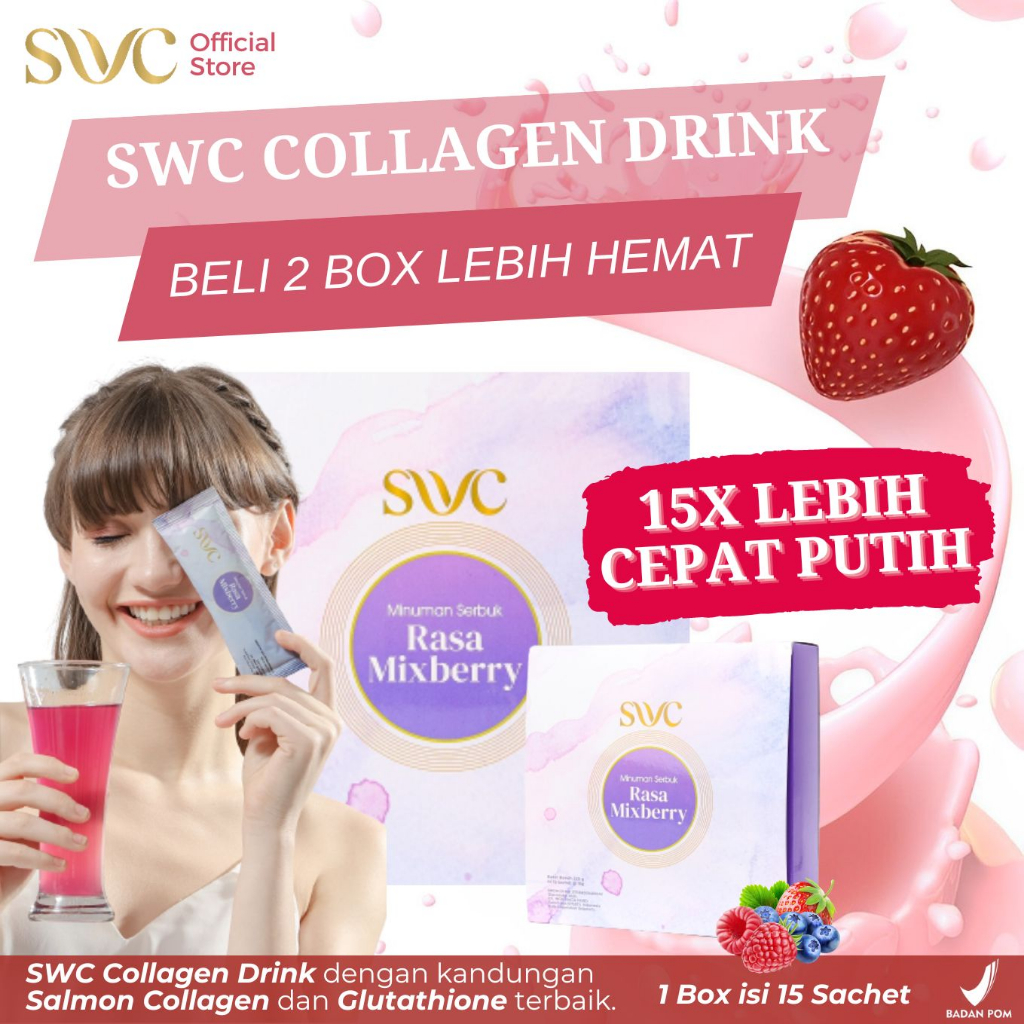 PAKET HEMAT 2 SWC Collagen Drink | Minuman Kolagen Pemutih Badan Cepat | Premium Collagen Drink 15x 