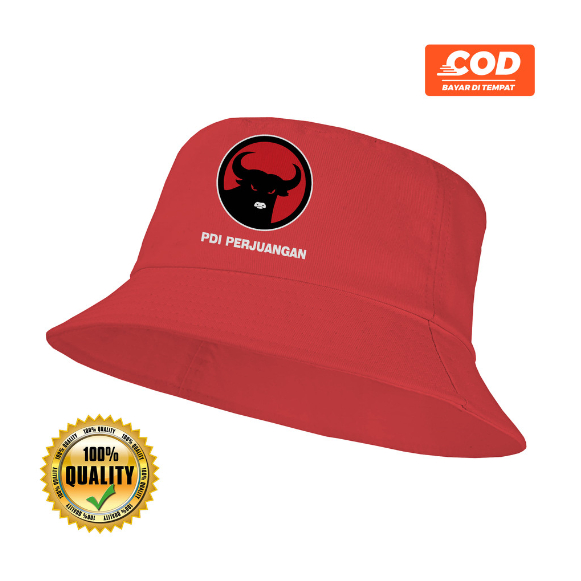 Topi Bucket Hat Cap Distro Partai Demokrasi Indonesia Moncong Putih PDIP Perjuangan PDI politik pemi