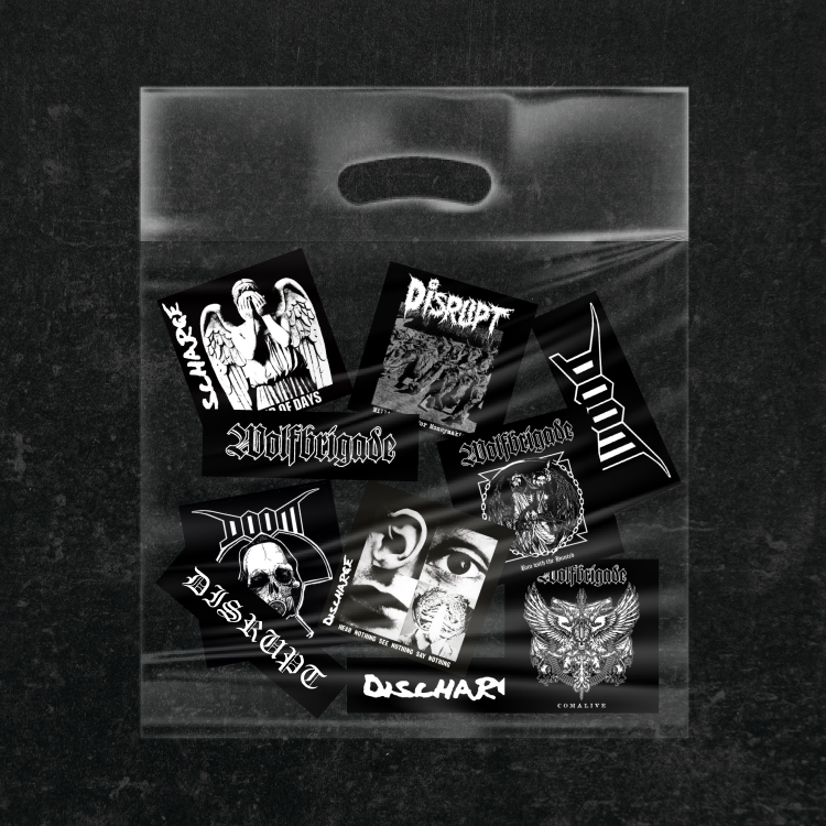 

Stiker Discharge Wolfbrigade Disrupt Doom Hardcore Punk Stiker Vinyl Anti Air - 10pcs