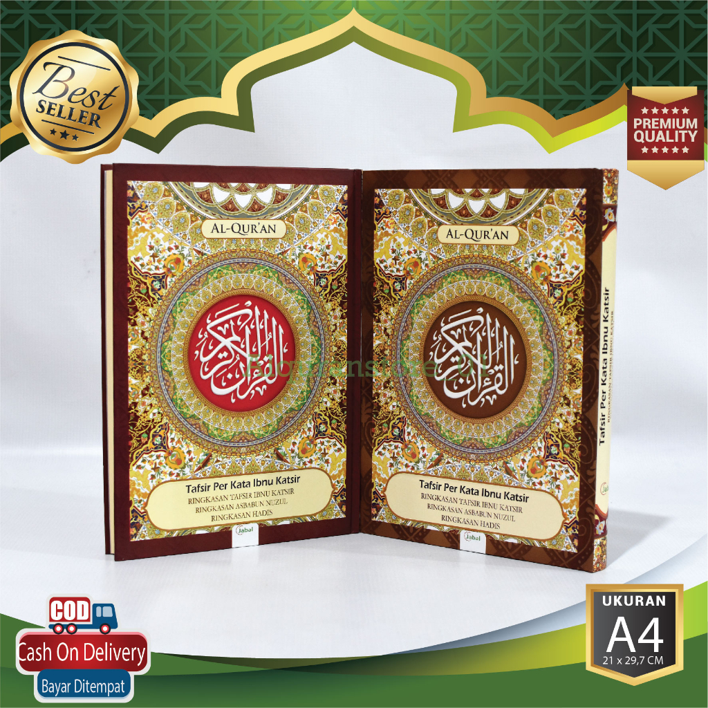 Al Qur'an Terjemahan dan Tafsir Per Kata Ibnu Katsir A4 (21cm x 30cm) Alquran Terjemahan Perkata ukuran Besar Penerbit Jabal