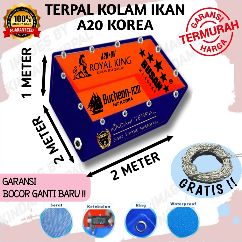 TERPAL KOLAM IKAN 2x2x1 A20 KOREA | KOLAM TERPAL IKAN LELE, NILA, GURAME, KOI