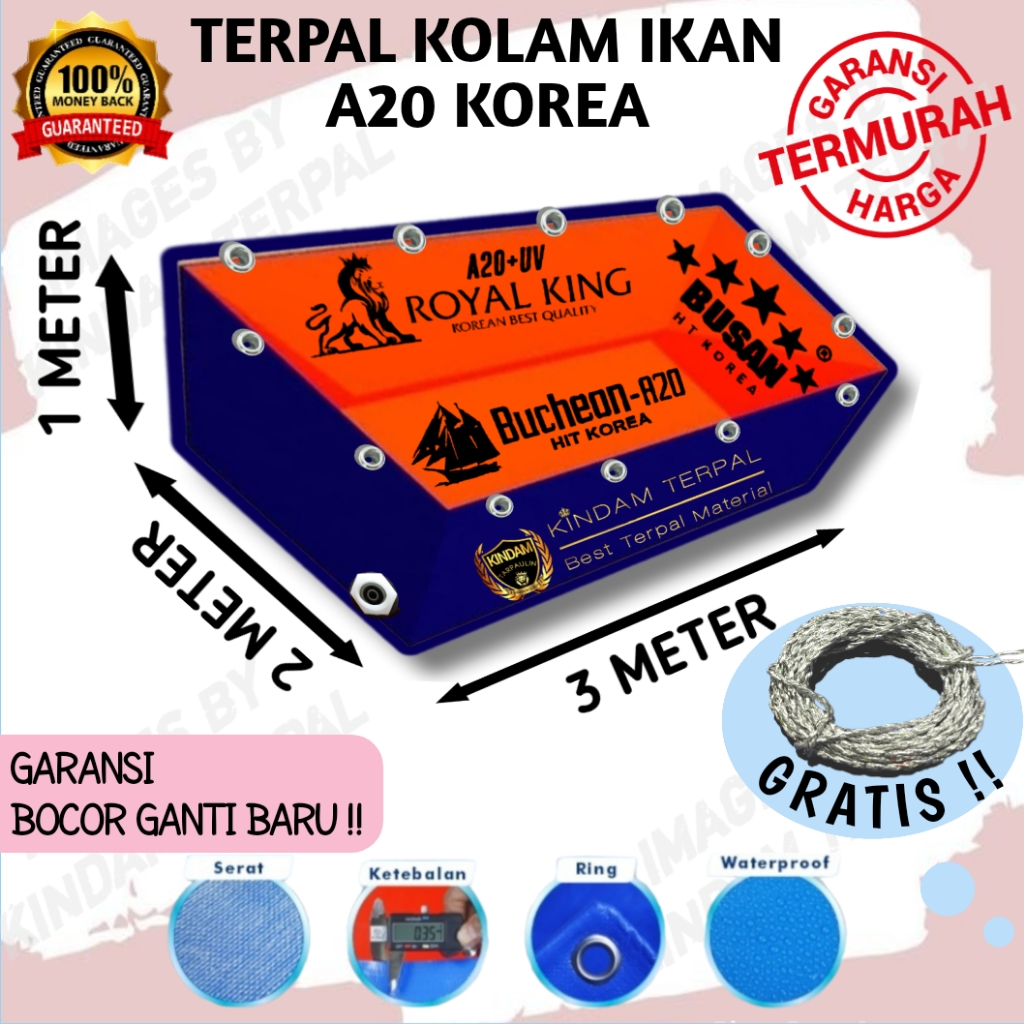 TERPAL KOLAM IKAN 3x2x1 A20 KOREA | KOLAM TERPAL IKAN LELE, NILA, GURAME, KOI
