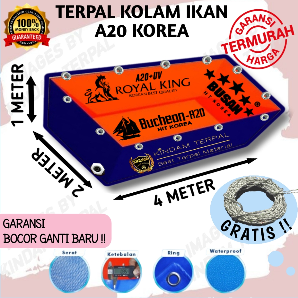 TERPAL KOLAM IKAN 4x2x1 A20 KOREA | KOLAM TERPAL IKAN LELE, NILA, GURAME, KOI