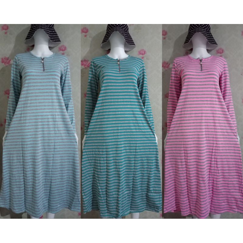 Gamis Kaos motif Salur/Longdress Garis garis/Gamis Harian