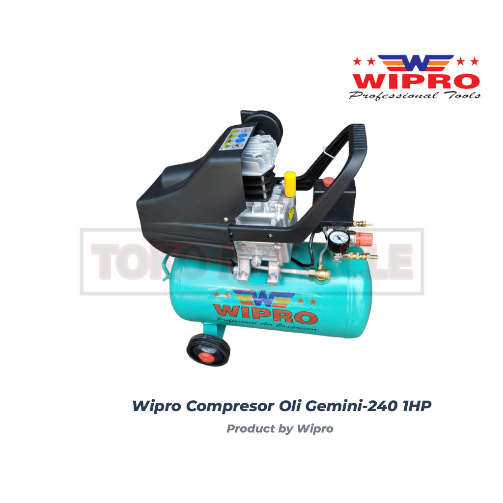 [1HP GEMINI] Wipro Kompresor Oli 1HP Gemini 240 - Kompresor Udara Angin 1HP 24Liter Gemini-240