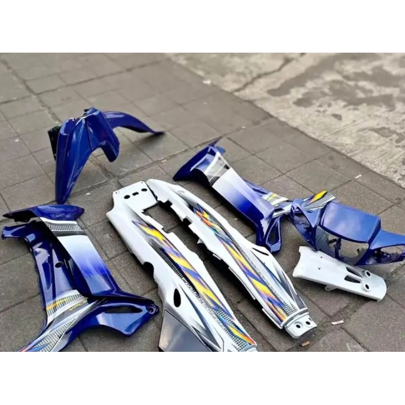 Paket cover dek bodi body full set lengkap halus YAMAHA FIZR FIZ R F1ZR F1Z R plus sticker warna biru putih bahan tebal mirip ori original kempol kempolan tebeng bok tameng tempong full ful set fullset fulset lengkap halus yamaha fiz r fizz r fizr murah