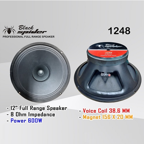 Speaker Black Spider 12" BS 1248 BS1248 Original 12 inchi VC 1.5"inch 600W 8R Profesional Speaker Ko