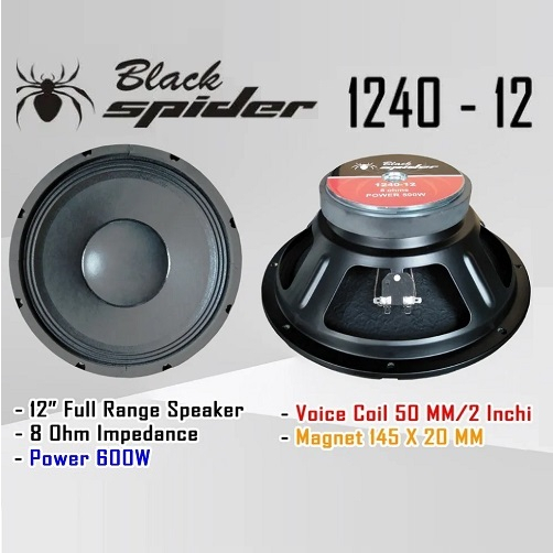 Speaker Black Spider 12" 1240-12 1240 Original 12 inchi VC 2" inch 600W 8R Profesional Speaker Kompo