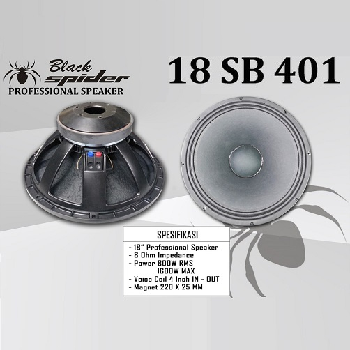 Speaker Full Range 18 inch 1600W Black Spider BS 18 SB 401 18" Vc 4" Inch Profesional Speaker Kompon