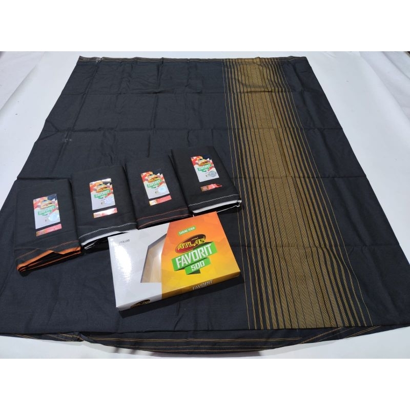Sarung Atlas Favorit 500 Hitam Putih Sarung Atlas Polos