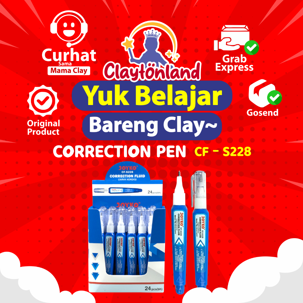 

Correction Fluid JOYKO CF-S228 / Tip Ex / Cairan Koreksi Penghapus Cair Joyko CF-S228 SATUAN ECER