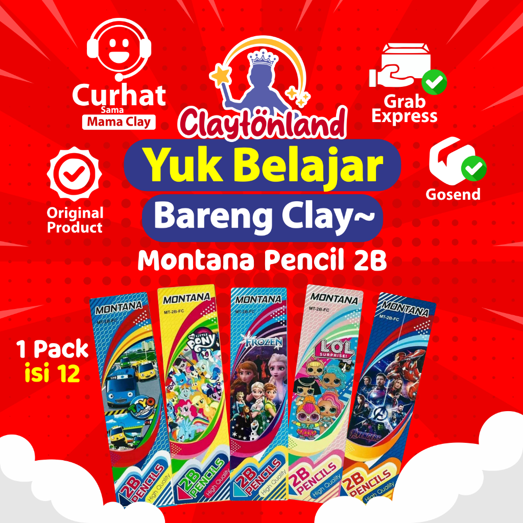 

(12pc) Pencil 2B Kayu Fancy Montana / Pensil Karakter / Pensil Kayu Murah