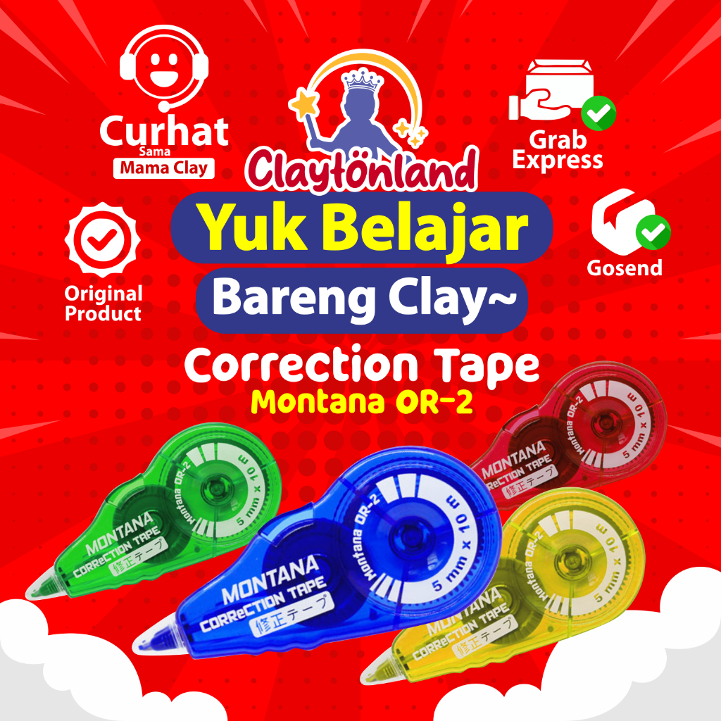 

CORRECTION TAPE MONTANA OR-2 / TIP EX ROLL / PITA KOREKSI 5MMX10M MONTANA OR-2