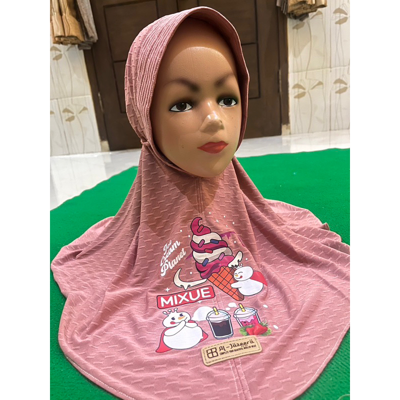 [al jazeera] jilbab anak motif mixue tali pet