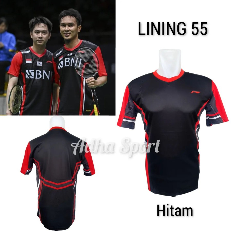 Kaos Badminton L 55 / L55 Hitam ADHA SPORT