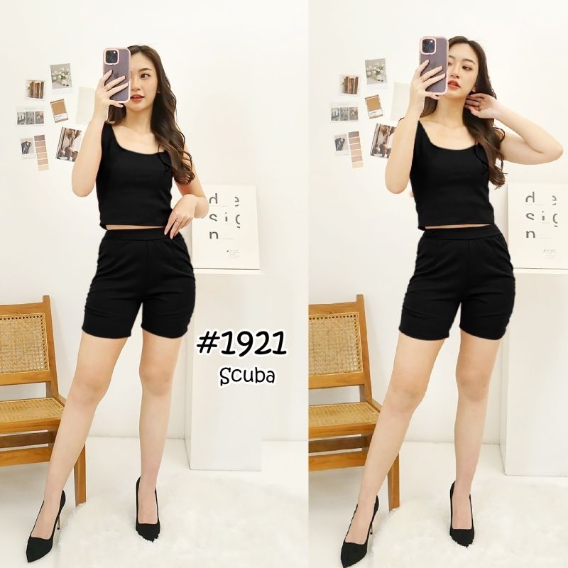 setelan celana scuba 1821/setelan celana pendek/setelan baju crop/setelan seksi/seteln wnita premium
