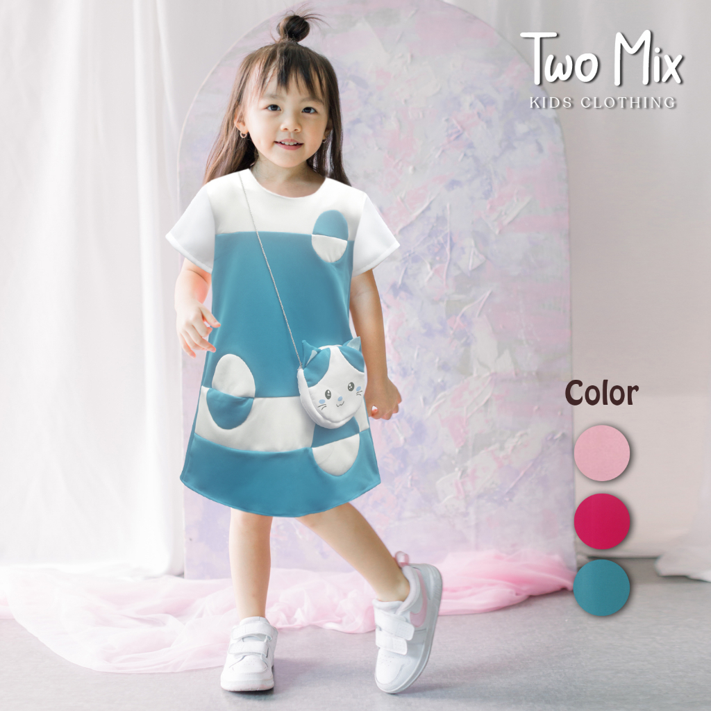 TWO MIX - Baju Dress Anak Perempuan + Tas Anak Cantik 1-8 tahun 4230