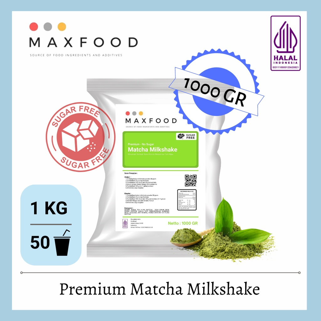 

1KG MATCHA MILKSHAKE - NO SUGAR / BUBUK MINUMAN MILKSHAKE RASA GREEN TEA