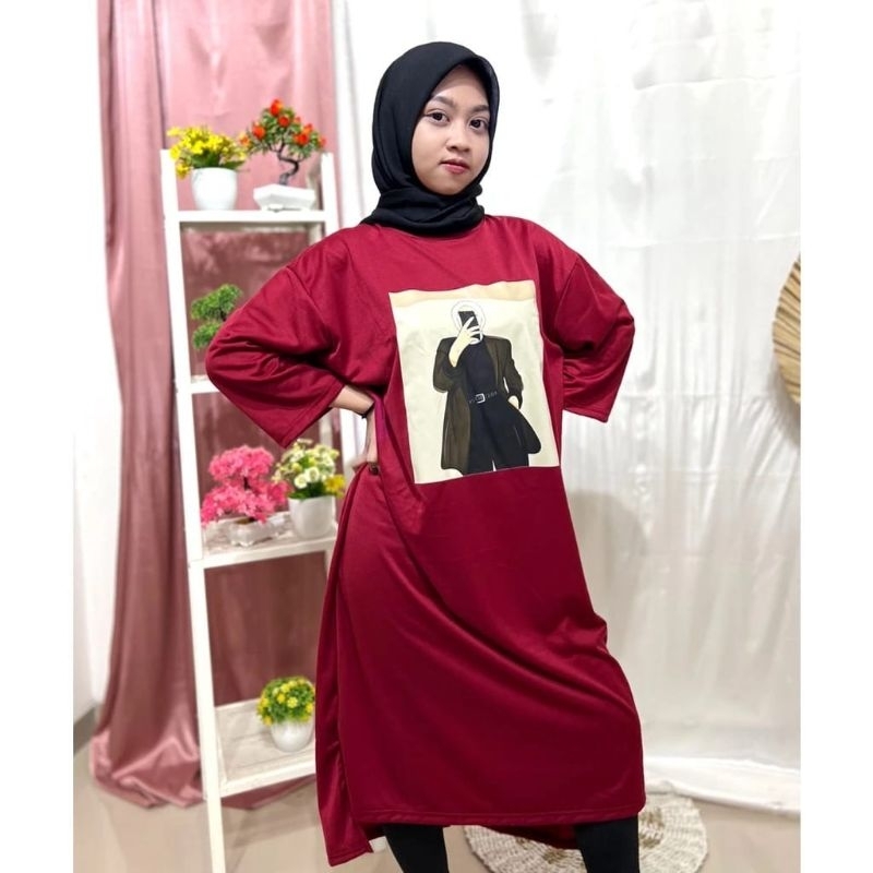 Medan termurah Ba927 JUMBO LD 125cm Fashion Tunik selfie hijab Baju Atasan tunik wanita cantik