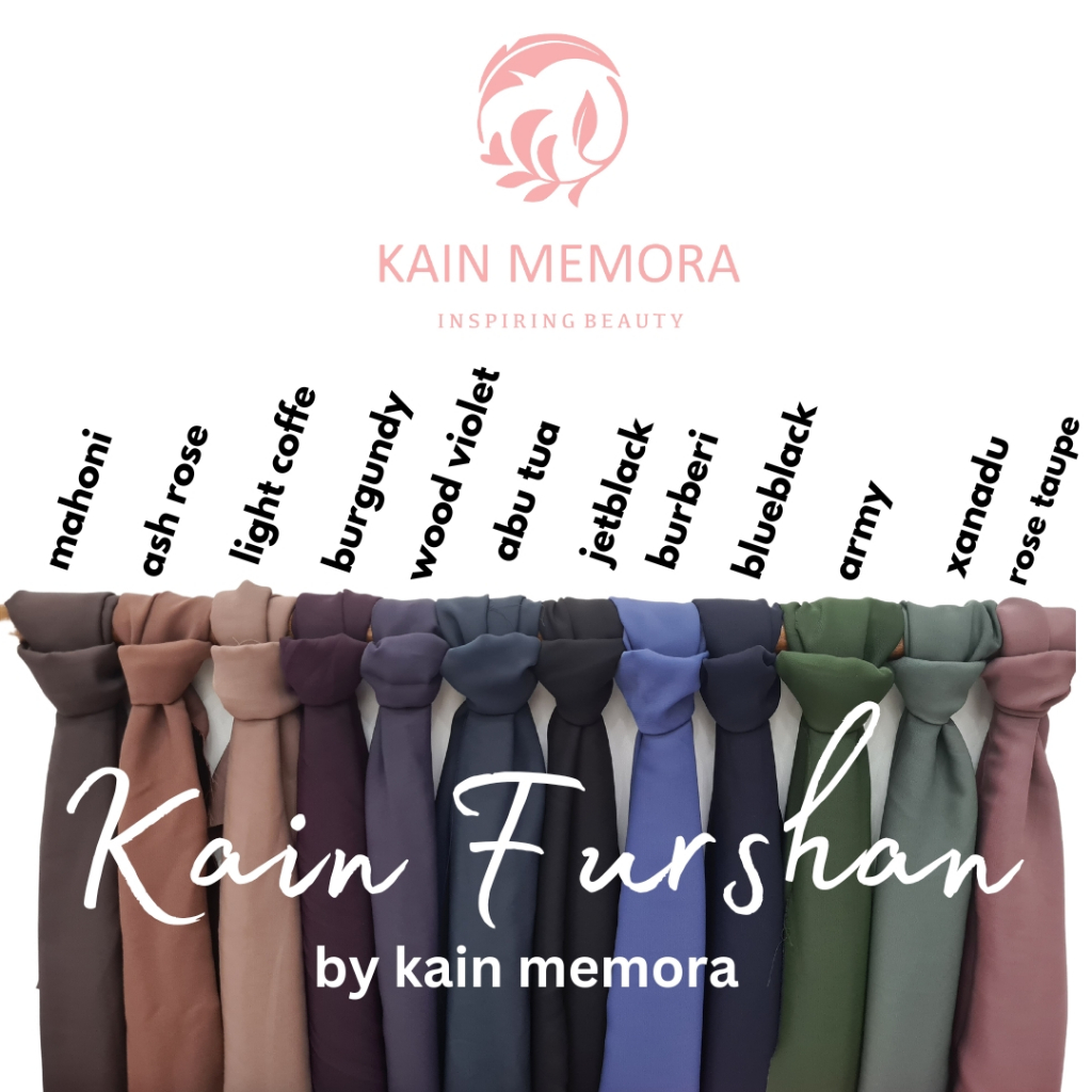 Per50cm Al Furshan Araby Silk Premium Polos Bahan Lembut Jatuh Lebar 150 cm Kain Gamis Kain Memora