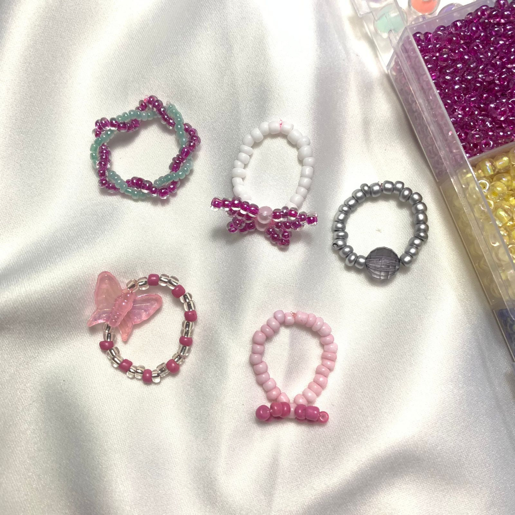 BEADS RING BUTTERFLY GLOBE SPIRAL | CINCIN MANIK KUPU-KUPU SPIRAL BOLA DUNIA PITA