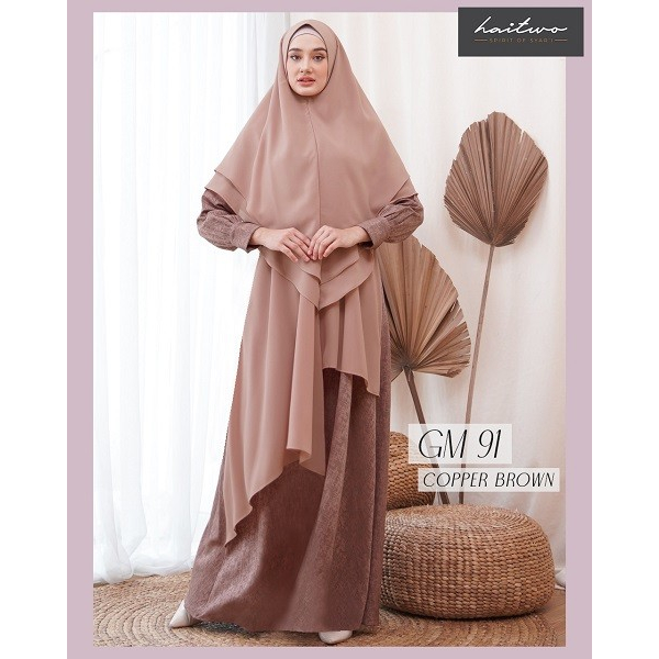 PROMO GAMIS HAIHAI HAITWO GM 091 91 COPPER BROWN FASHION DRESS BAJU BUSANA MUSLIM WANITA DEWASA BUSU