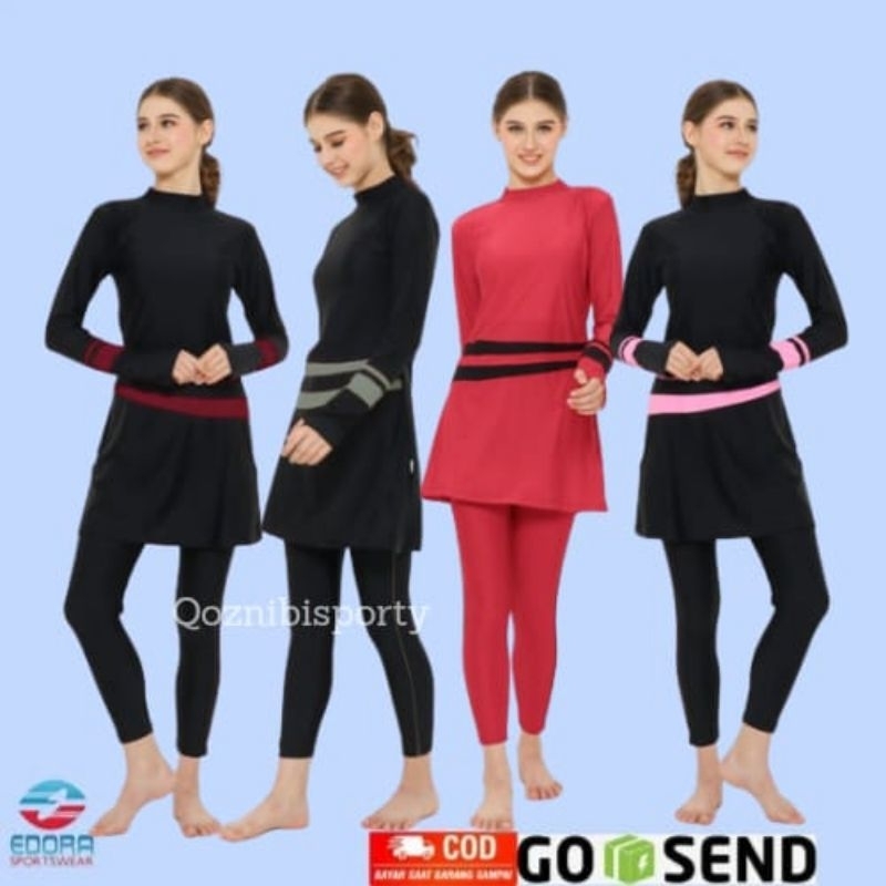 FAERA - Baju Renang Muslim Wanita Muslim cewe Slimfit Polos Edora sport swimwear