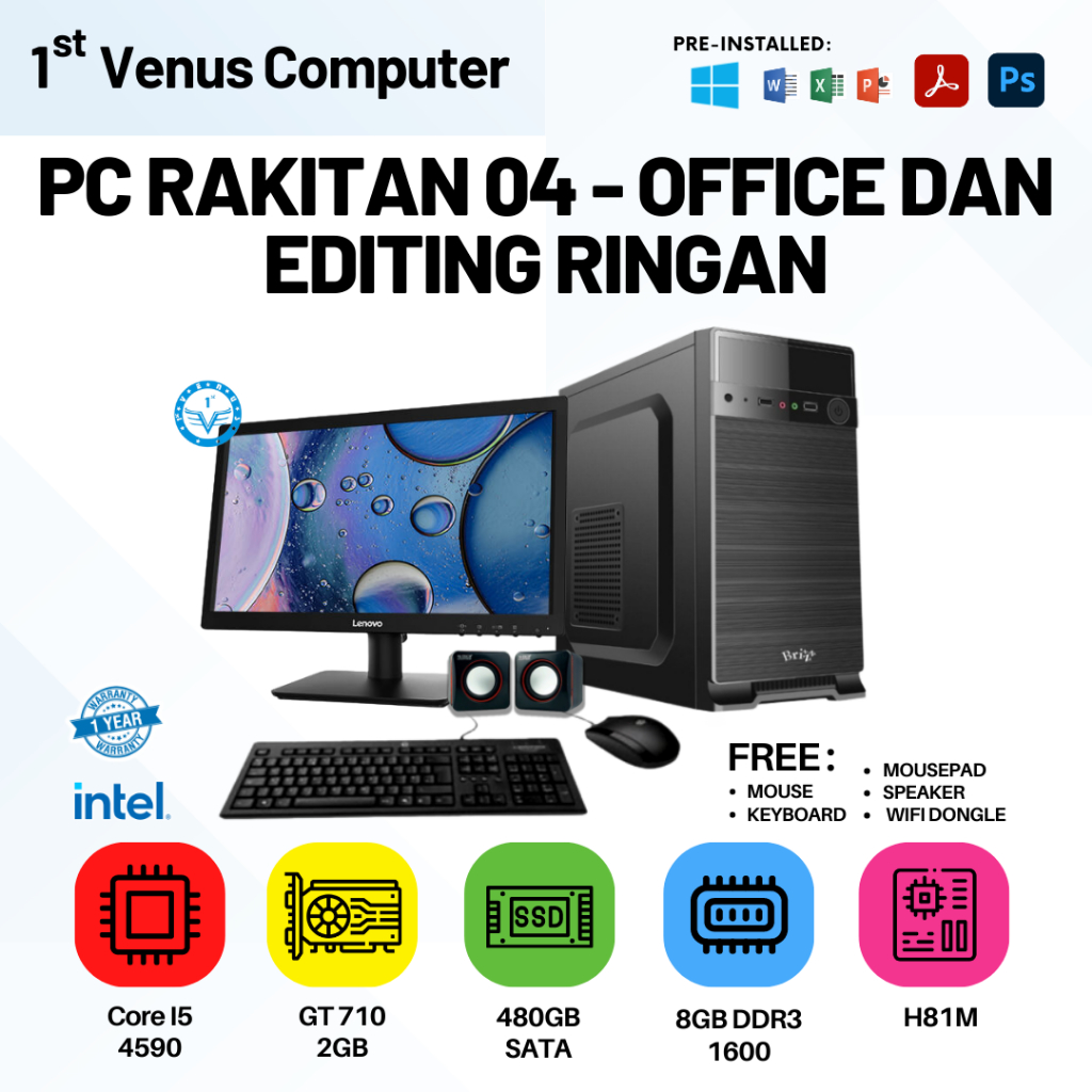 PC RAKITAN 04 - OFFICE DAN EDITING RINGAN / PC RAKITAN OFFICE & EDITING/PAKET RAKITAN PC OFFICE & ED