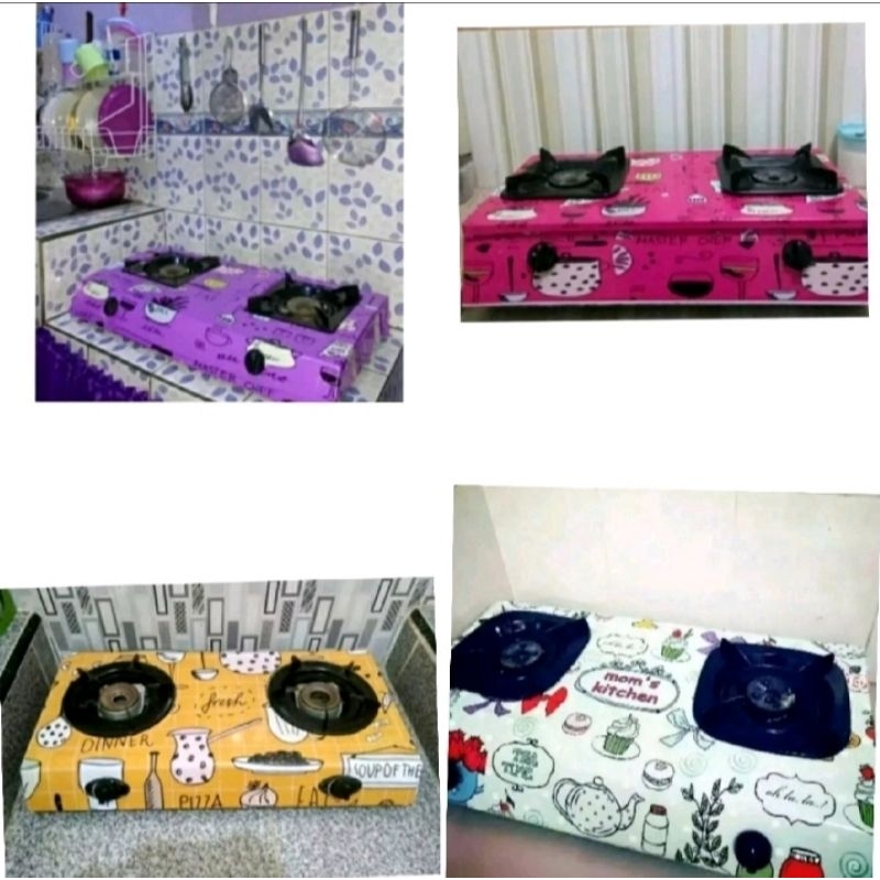 STICKER KOMPOR GAS  2 TUNGKU MOTIF KITCHEN