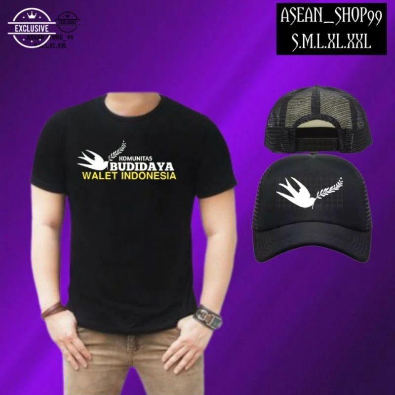 kaos baju budidaya walet INDONESIA plus topi kaos budidaya walet INDONESIA