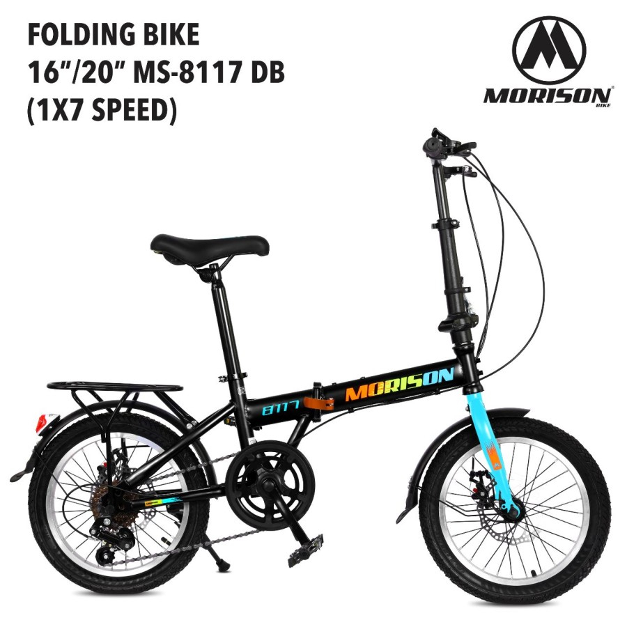 Sepeda lipat 16 20 inc morison rem cakram boncengan dan spakbor velg alloy 7 speed NEW SNI