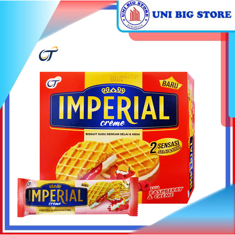 

Imperial Creme Raspberry Creme Biscuit 27 gr BOX 12 Pcs Biskuit Susu Selai Krim Rasberry OT