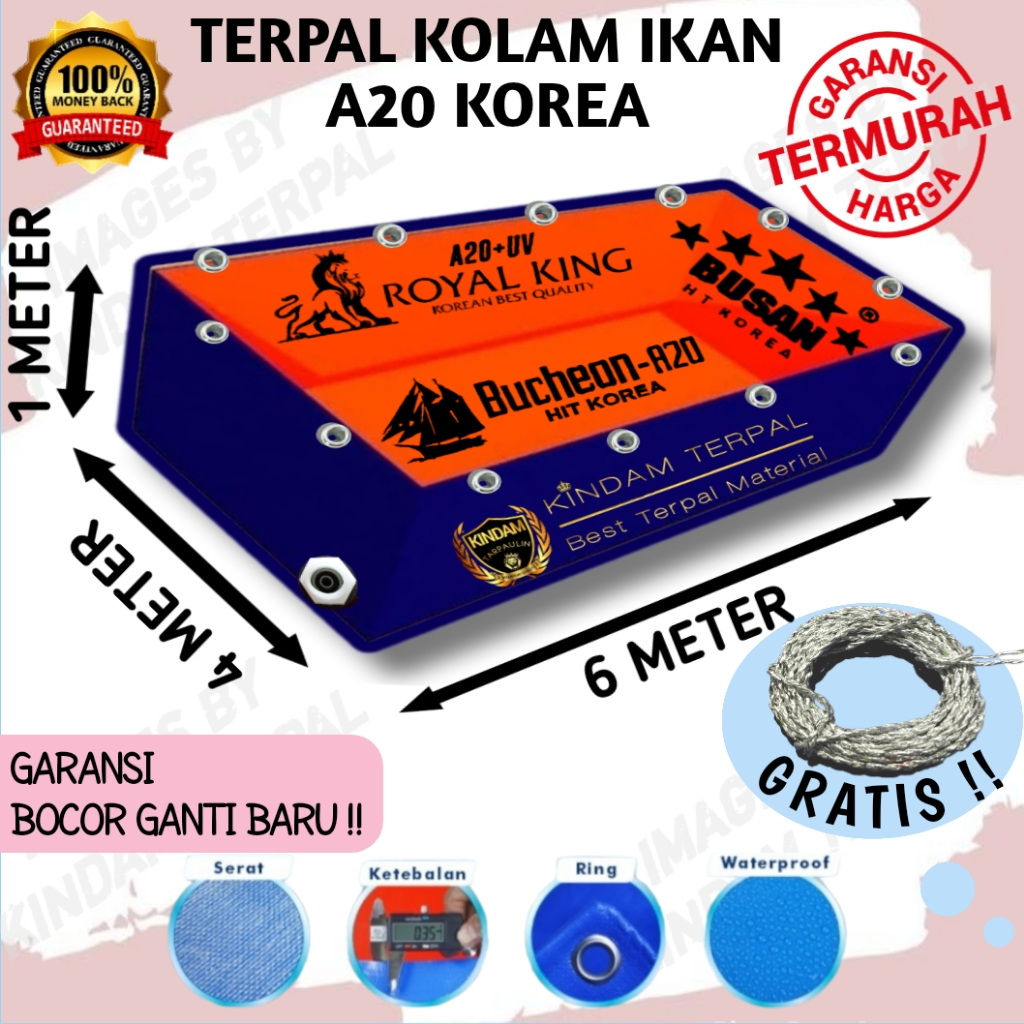 TERPAL KOLAM IKAN 6x4x1 A20 KOREA | KOLAM TERPAL IKAN LELE, NILA, GURAME, KOI
