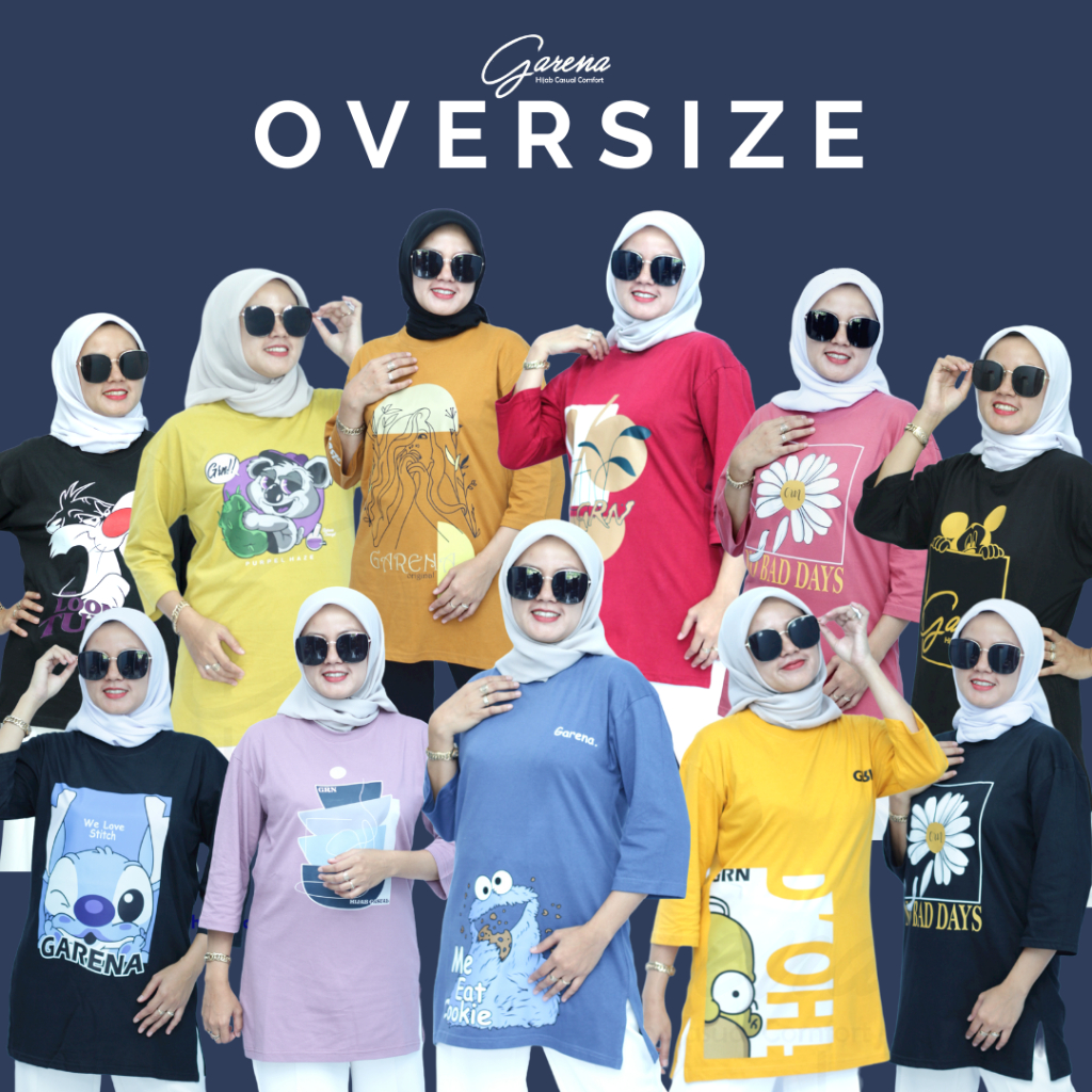 Grnbygarena Kaos Wanita OOTD Oversize Wanita Hijab Garena Original / Kaos Oversize Cotton Combed Pre