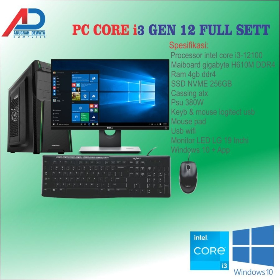 KOMPUTER/CPU INTEL CORE i3 GEN 12 FULL SET