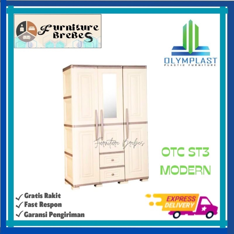 OLYMPLAST Lemari Pakaian Plastik 3 Pintu / Lemari Baju / OTC 3P Modern Murah Brebes Tegal Pemalang P