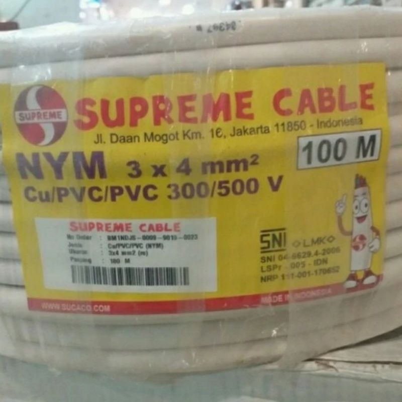 Kabel NYM 3x4 mm Supreme / Kabel Tunggal 3 x 4 mm Supreme @100M