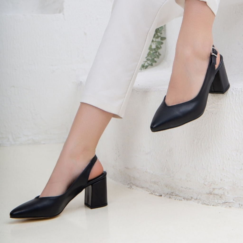 Sepatu Sandal Mules Wanita Heels 7cm OLIVE Big Size - DAISSY