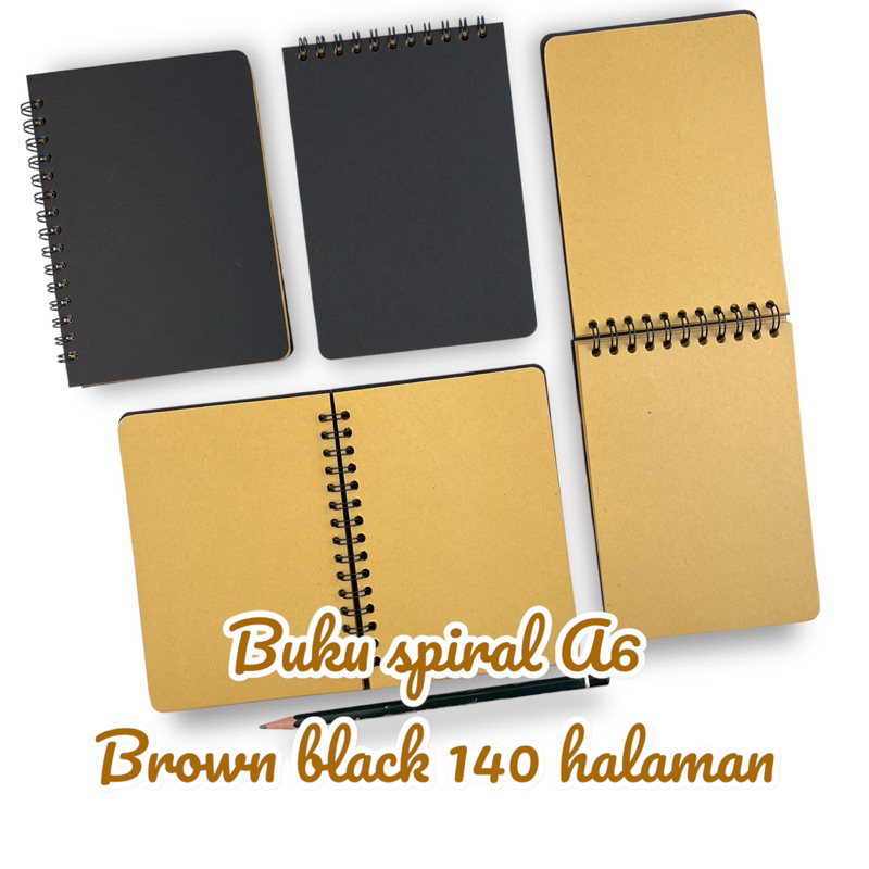 

buku spiral A6 hitam notebook estetik