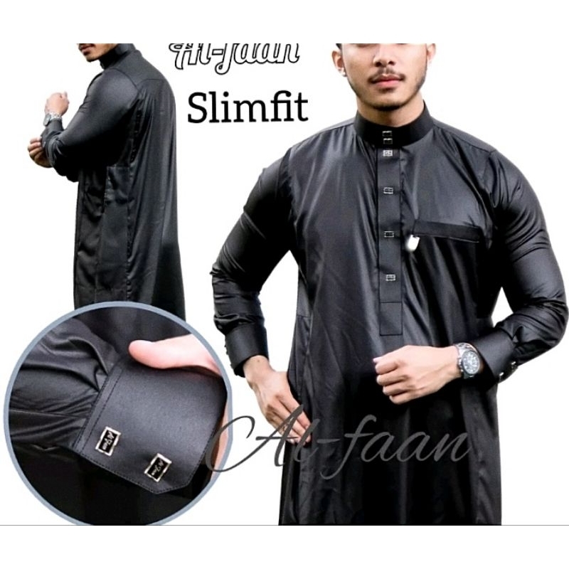 gamis Al faan jubah pria jubah dewas bahan Polyester