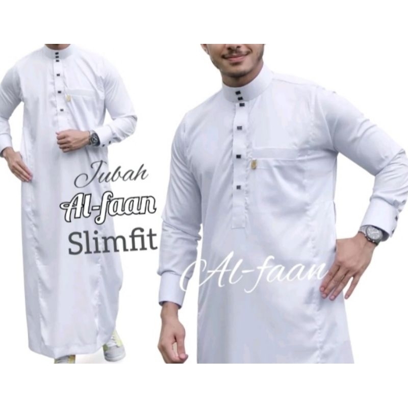 gamis Al faan jubah pria jubah dewas bahan Polyester