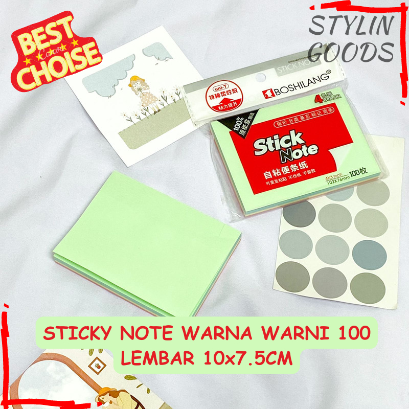BEST SELLER !! STICKY NOTE POLOS BOSHILANG 100 LEMBAR / SLIM MEMO TEMPEL / PEMBATAS BUKU PERSEGI WAR