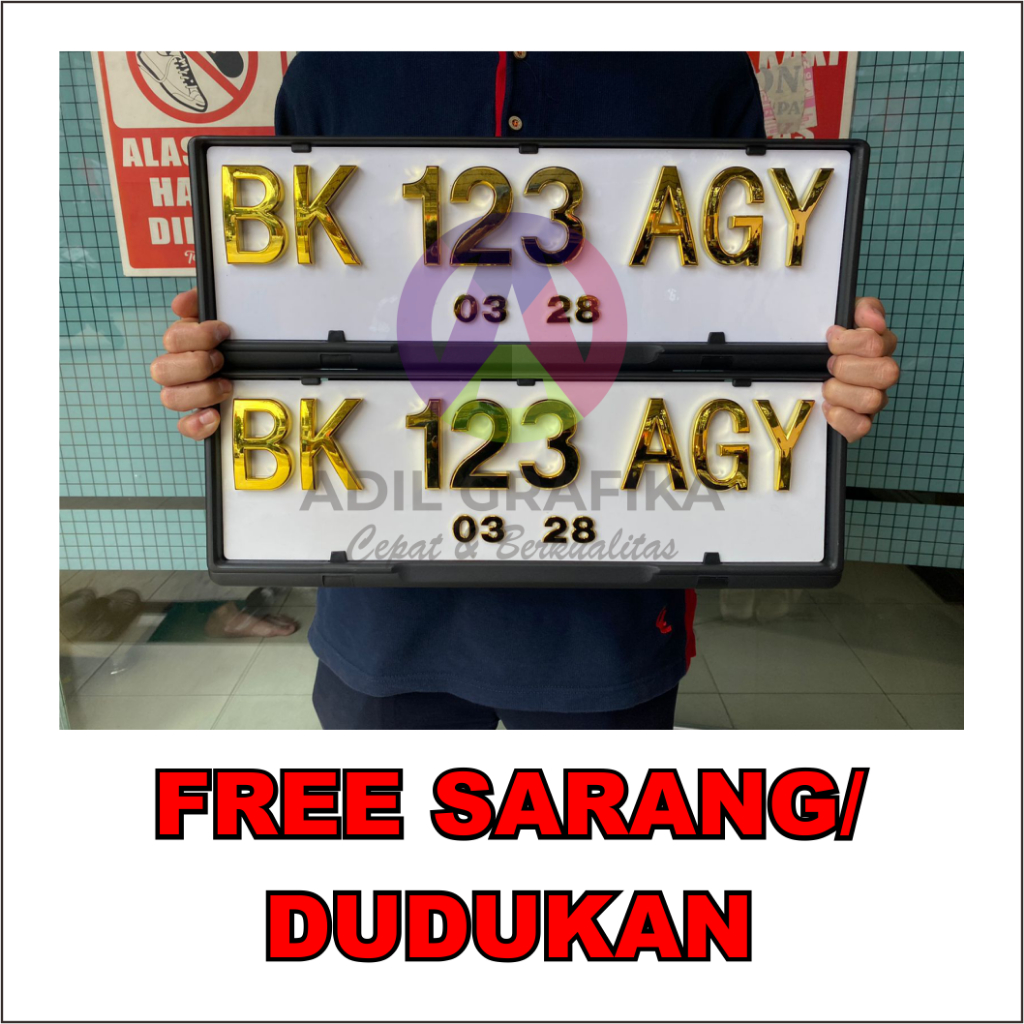 Plat Nomor Mobil Timbul Mewah PUTIH - CEMBUNG GOLD