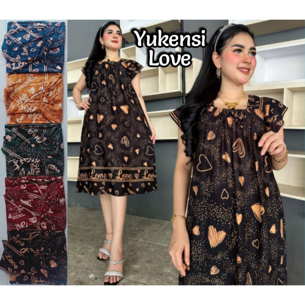 Daster Seksi Dress Batik Yukensi Jumbo Love Baju Tidur Singlet ld 120 Jumbo Bigsize XXL