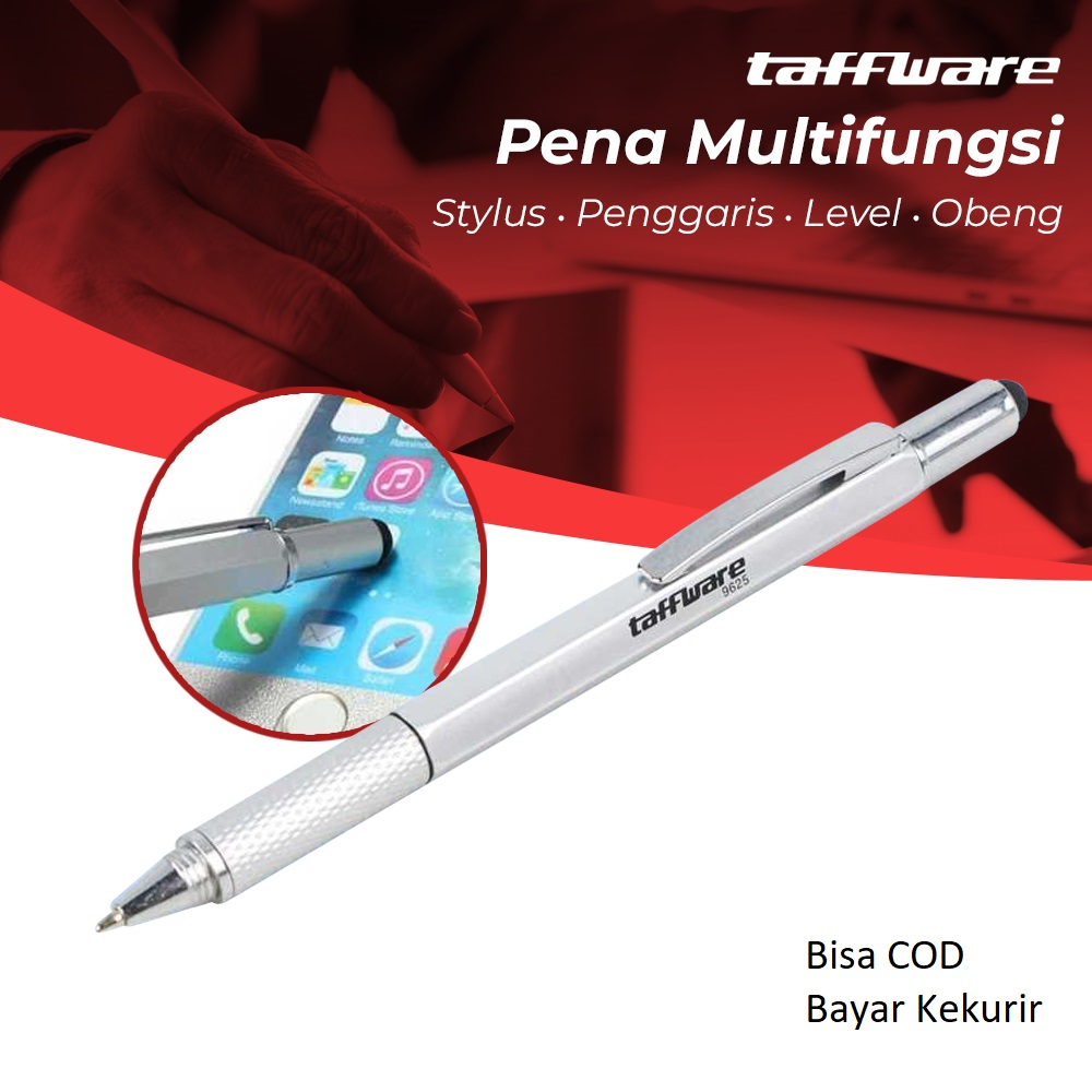 

Pena Multifungsi Plastik Stylus + Penggaris + Level + Obeng Pulpen Tinta Hitam uk15cm