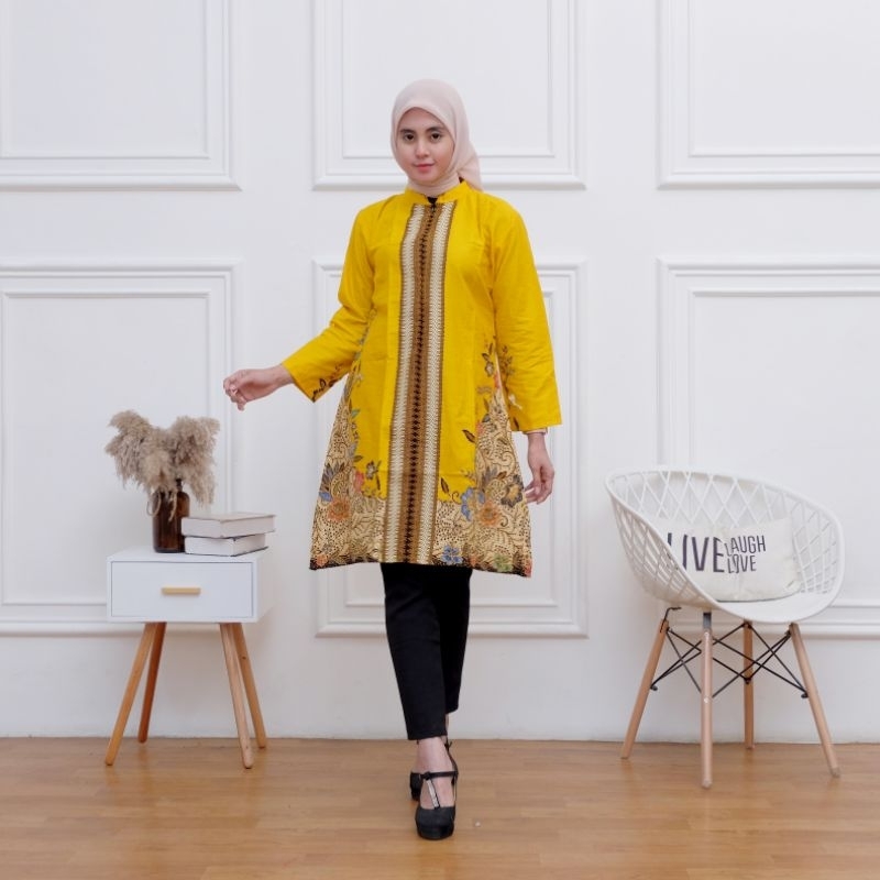 TUNIK BATIK ATASAN BATIK WANITA KEKINIAN TERBARU 2023 TUNIK BATIK MODERN BAJU BATIK WANITA JUMBO LD 