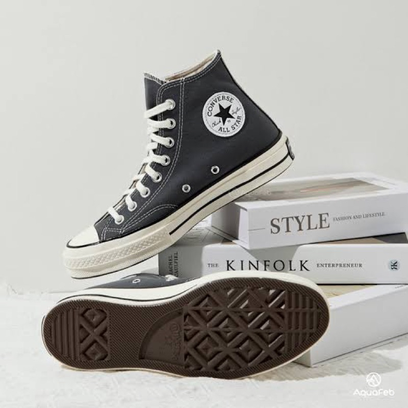 Sepatu Sneakers Pria Converse Chuck 70s High Vintage Iron Grey (A01449C)