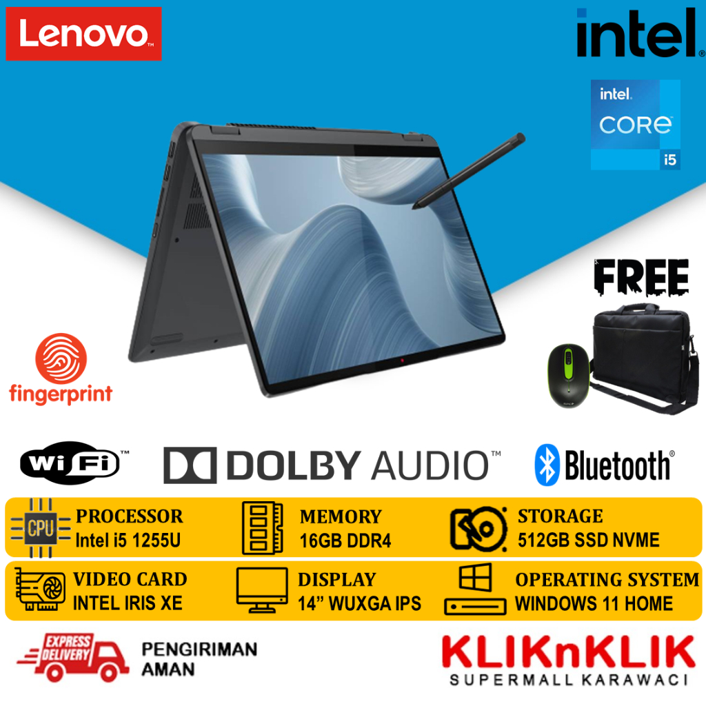 LAPTOP LENOVO FLEX 5 i5 1035G1 16GB 512GB SSD FHD IPS WIN10 HOME